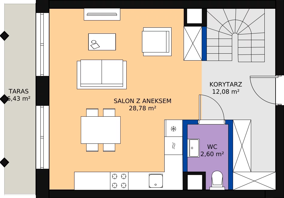 Zalety mieszkania 74.37 m², A.74