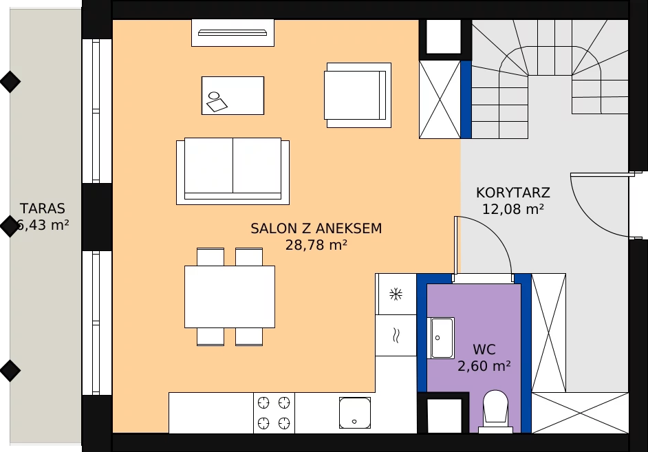 Zalety apartamentu 74.51 m², A.75