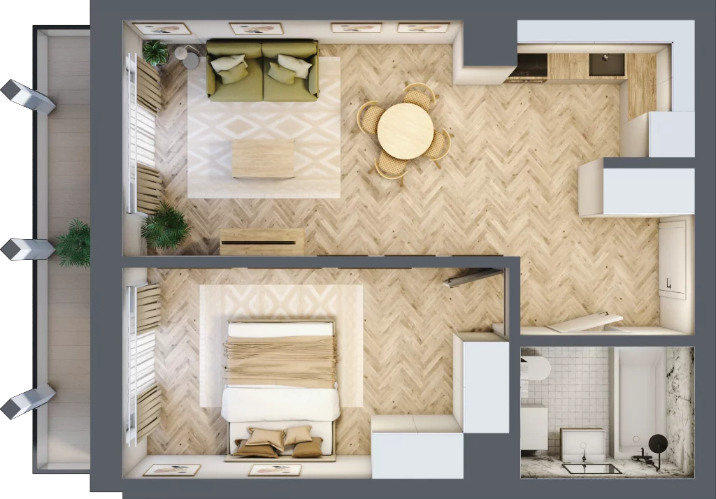 2 pokoje, mieszkanie 44,47 m², piętro 5, oferta nr A.76, Browar Hugo Scobel, Gliwice, Śródmieście, ul. Piwna