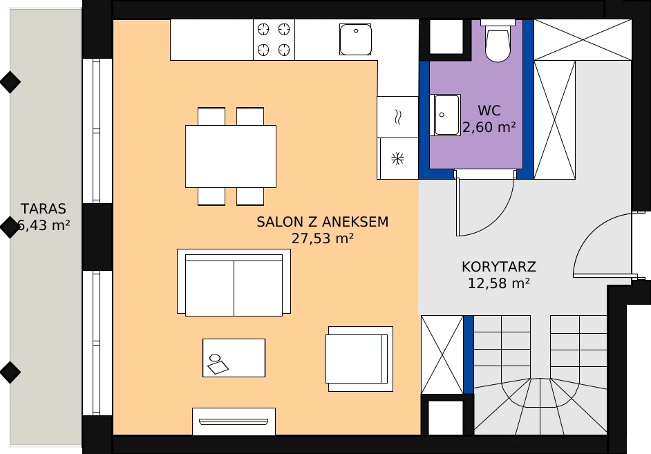 Zalety apartamentu 74.32 m², A.77