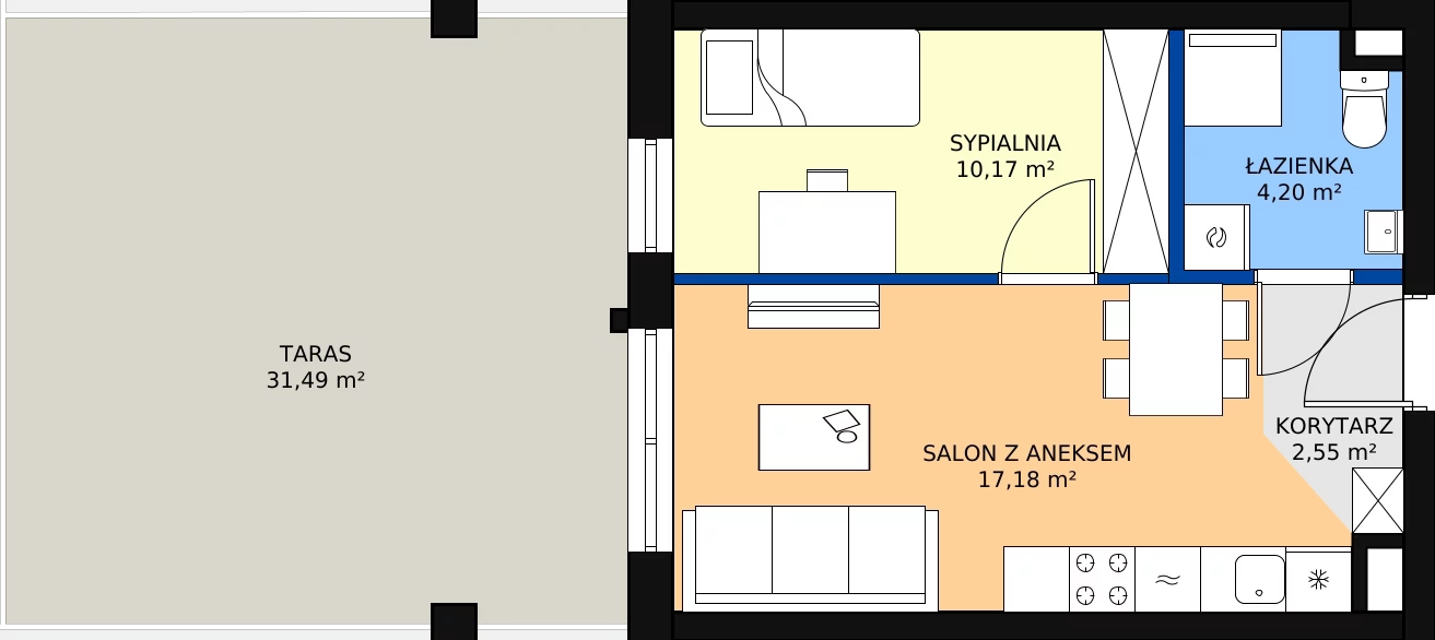 Zalety lokalu inwestycyjnego 34.8 m², L11