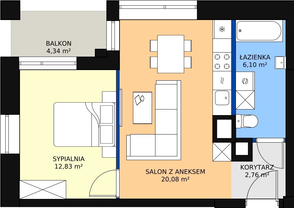 Zalety lokalu inwestycyjnego 42.96 m², L46