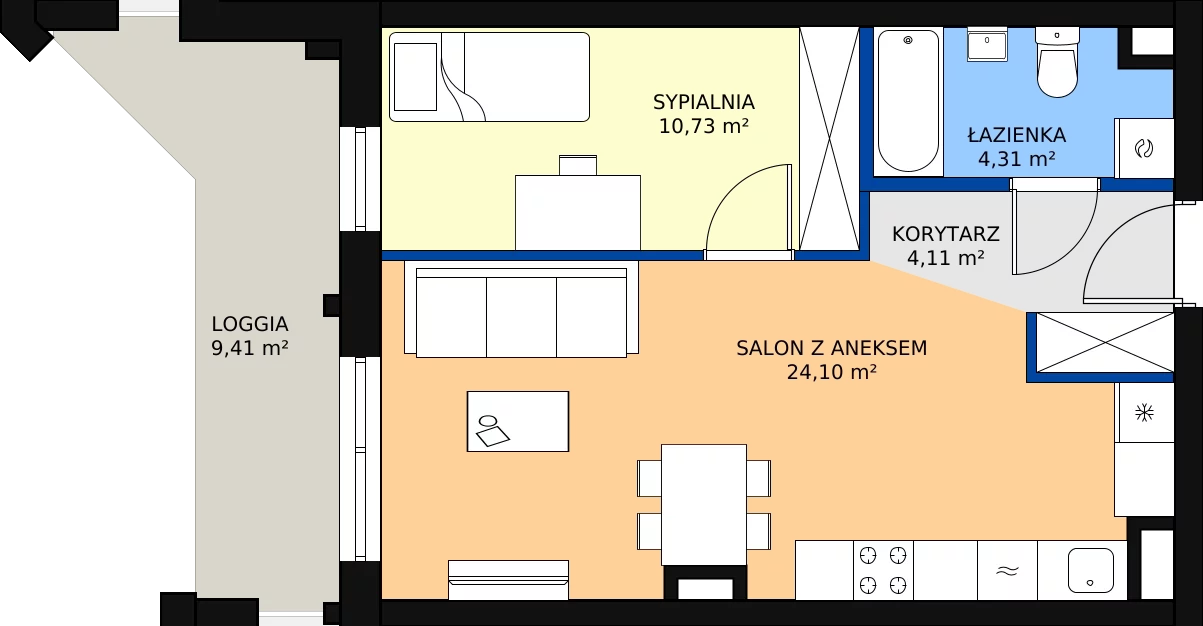Zalety lokalu inwestycyjnego 44.51 m², L76
