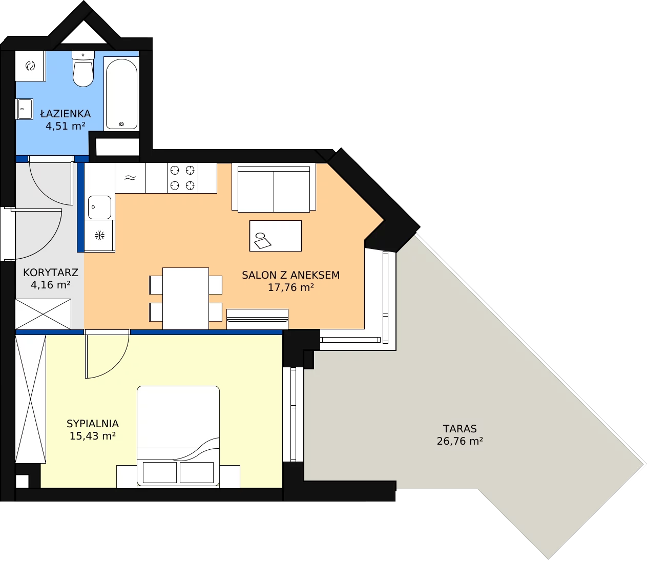 Zalety lokalu inwestycyjnego 42.82 m², L82
