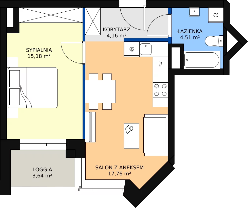 Zalety lokalu inwestycyjnego 42.82 m², L118