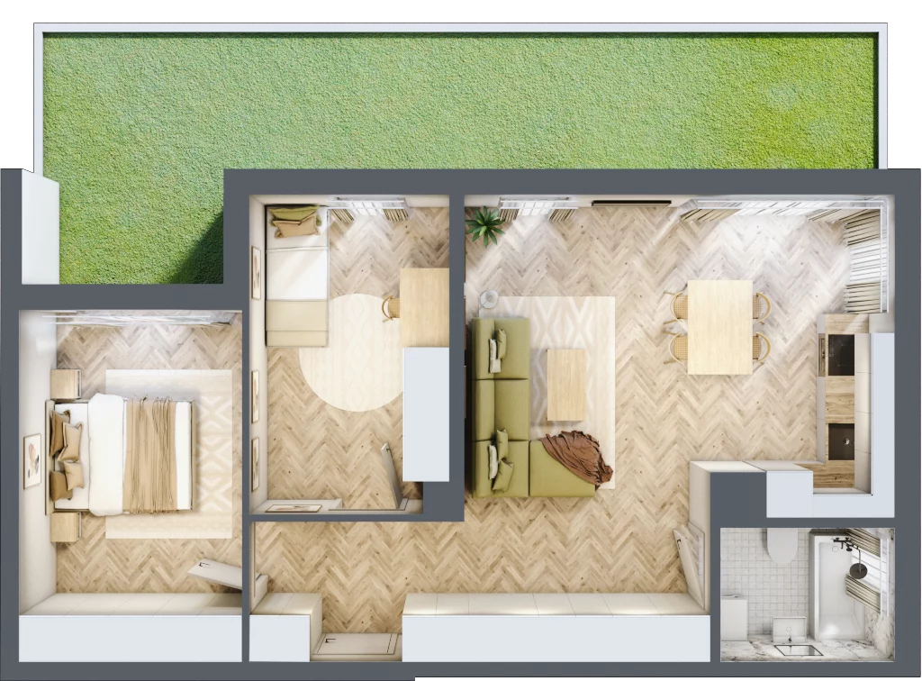 3 pokoje, mieszkanie 63,24 m², parter, oferta nr A, Dzielnica Trust, Kielce, Na Stoku, ul. Gen. Władysława Sikorskiego