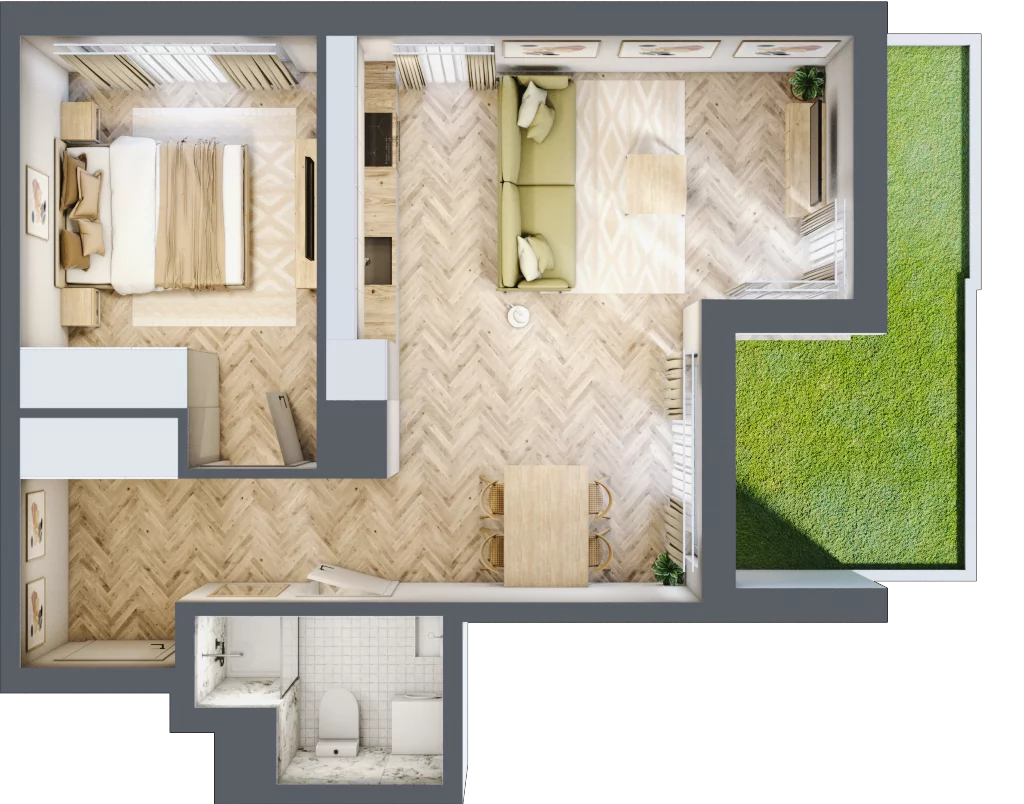 2 pokoje, mieszkanie 45,78 m², parter, oferta nr A, Dzielnica Trust, Kielce, Na Stoku, ul. Gen. Władysława Sikorskiego
