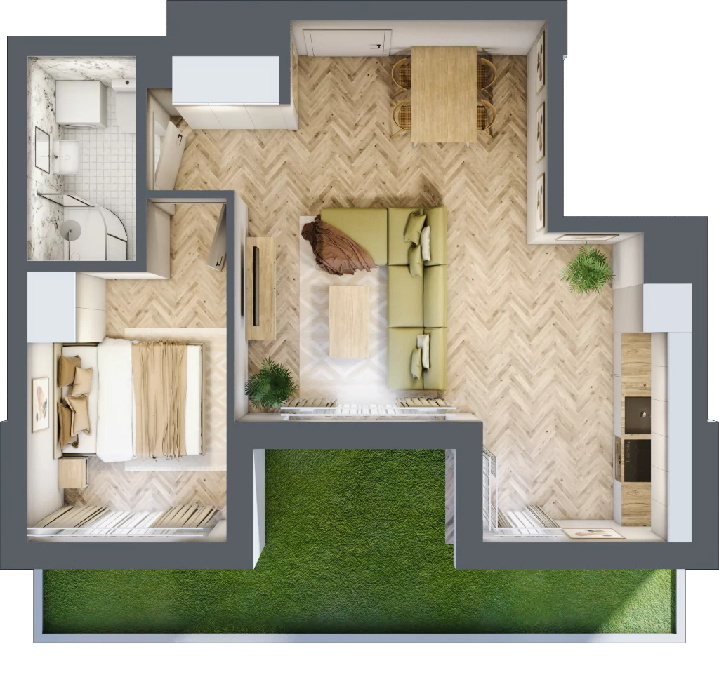 2 pokoje, mieszkanie 42,21 m², parter, oferta nr A, Dzielnica Trust, Kielce, Na Stoku, ul. Gen. Władysława Sikorskiego