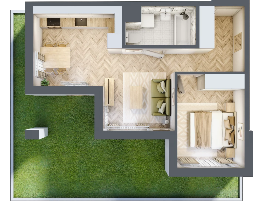 2 pokoje, mieszkanie 40,94 m², parter, oferta nr A, Dzielnica Trust, Kielce, Na Stoku, ul. Gen. Władysława Sikorskiego
