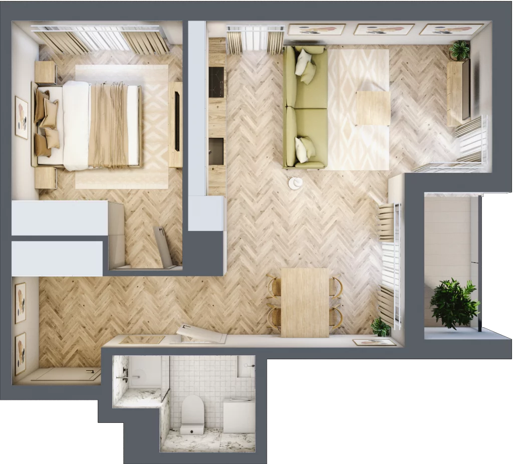 2 pokoje, mieszkanie 45,78 m², piętro 1, oferta nr A, Dzielnica Trust, Kielce, Na Stoku, ul. Gen. Władysława Sikorskiego