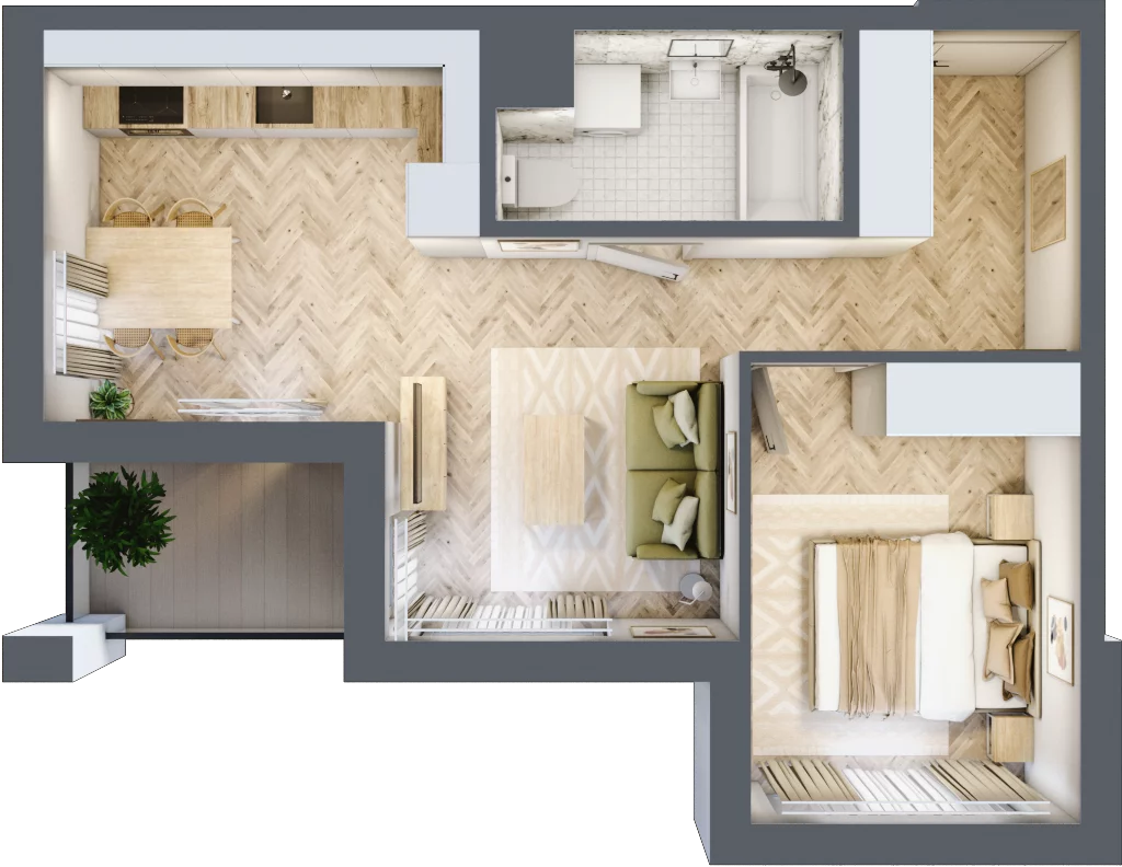 2 pokoje, mieszkanie 40,94 m², piętro 3, oferta nr A, Dzielnica Trust, Kielce, Na Stoku, ul. Gen. Władysława Sikorskiego