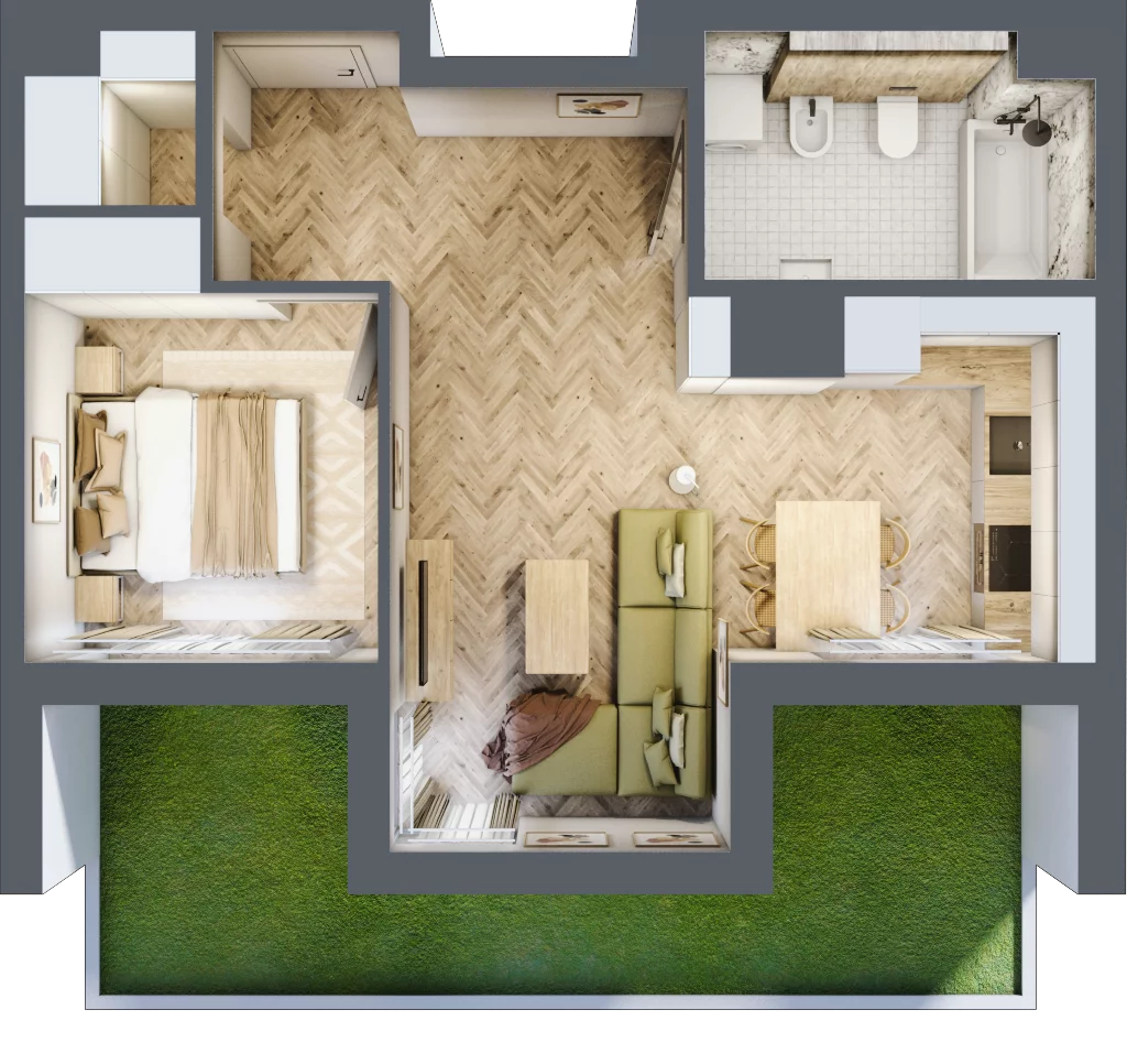 2 pokoje, mieszkanie 44,29 m², parter, oferta nr B, Dzielnica Trust, Kielce, Na Stoku, ul. Gen. Władysława Sikorskiego