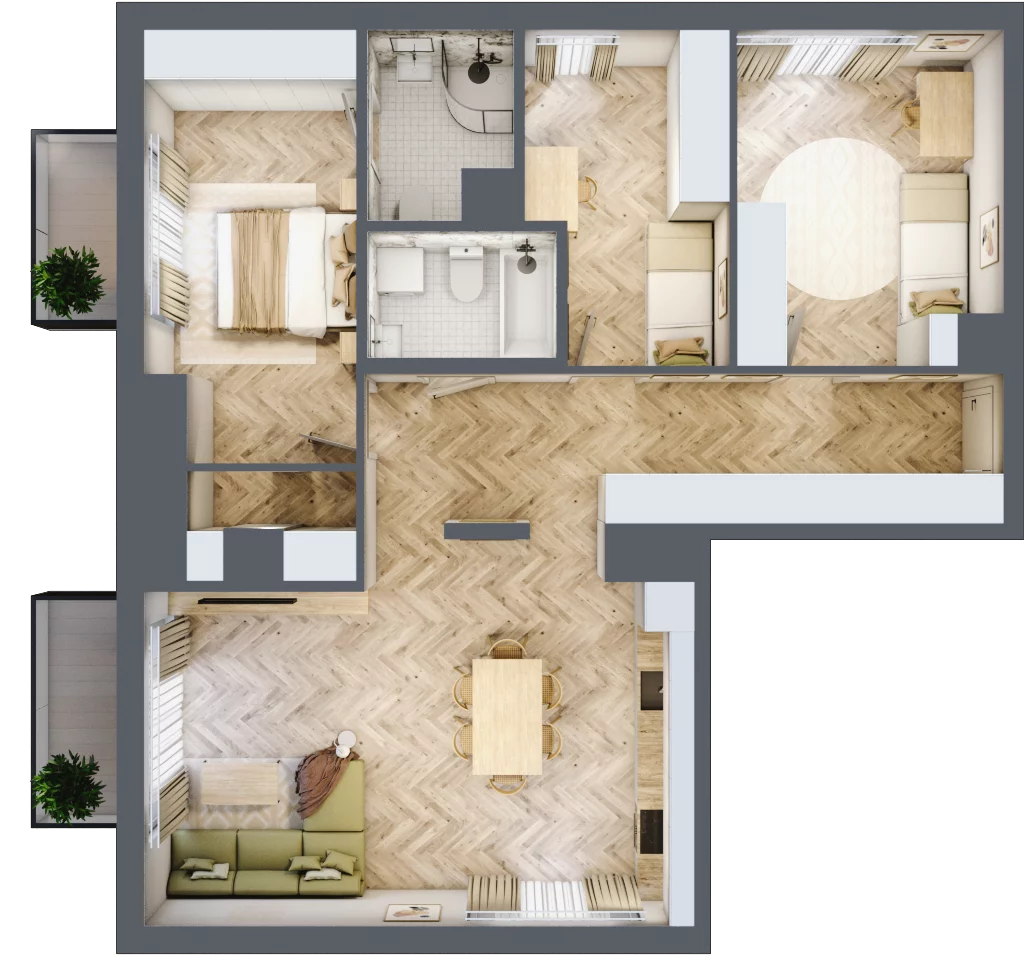 4 pokoje, mieszkanie 91,23 m², piętro 5, oferta nr B, Dzielnica Trust, Kielce, Na Stoku, ul. Gen. Władysława Sikorskiego