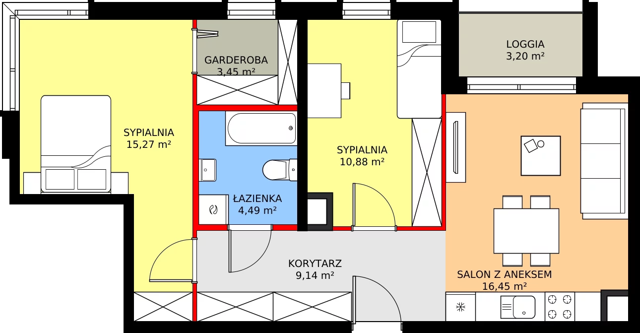 Zalety mieszkania 61.37 m², C - M.31