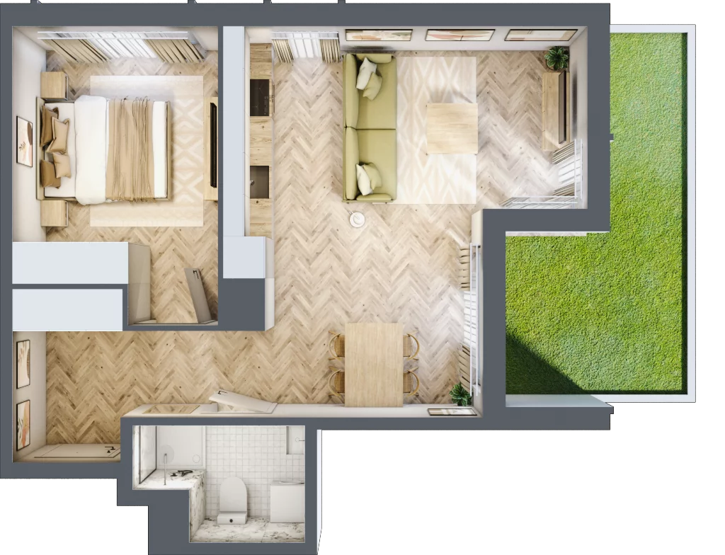 2 pokoje, mieszkanie 45,78 m², parter, oferta nr C, Dzielnica Trust etap II, Kielce, Na Stoku, ul. Gen. Władysława Sikorskiego
