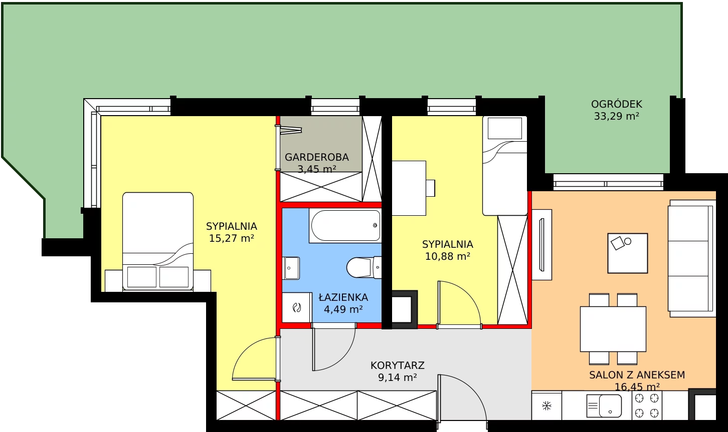 Zalety mieszkania 61.37 m², C - M.7