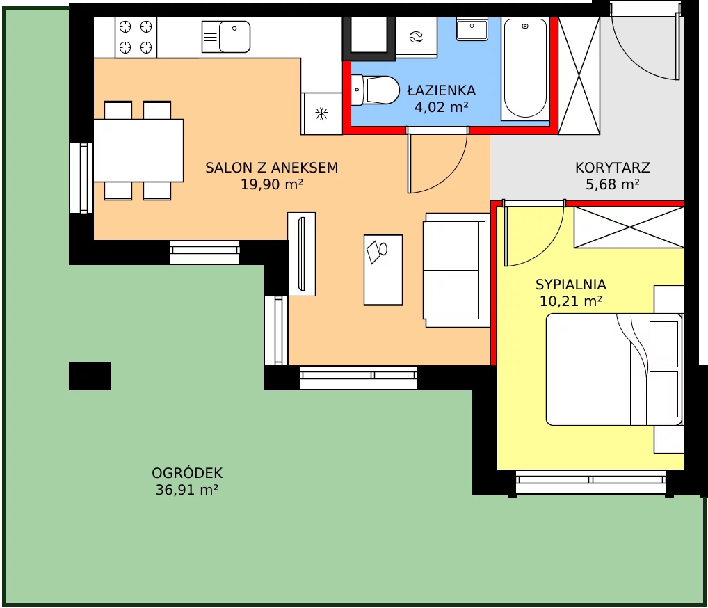 Zalety mieszkania 40.94 m², C - M.5