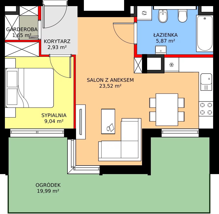 Zalety mieszkania 44.29 m², C - M.4