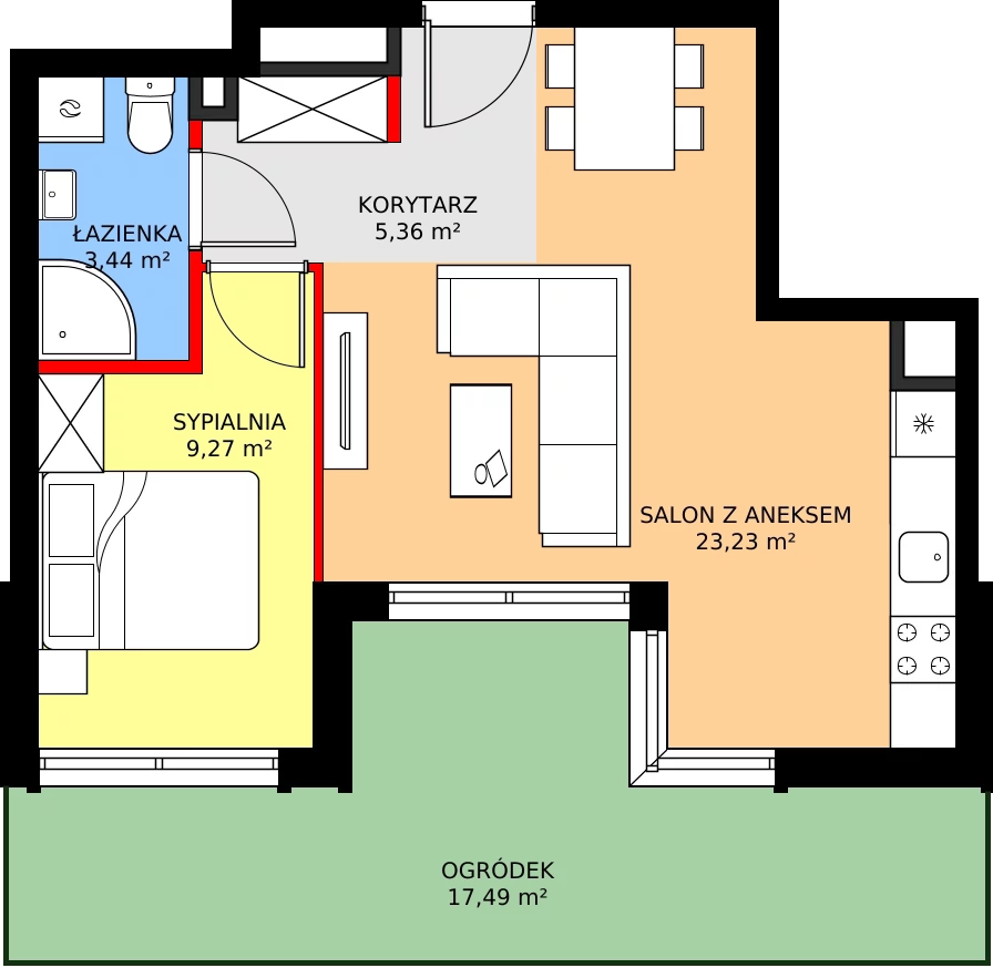 Zalety mieszkania 42.21 m², C - M.3