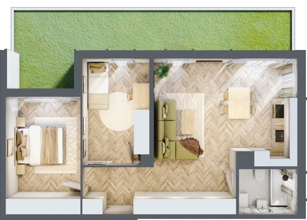 3 pokoje, mieszkanie 63,24 m², parter, oferta nr C, Dzielnica Trust etap II, Kielce, Na Stoku, ul. Gen. Władysława Sikorskiego