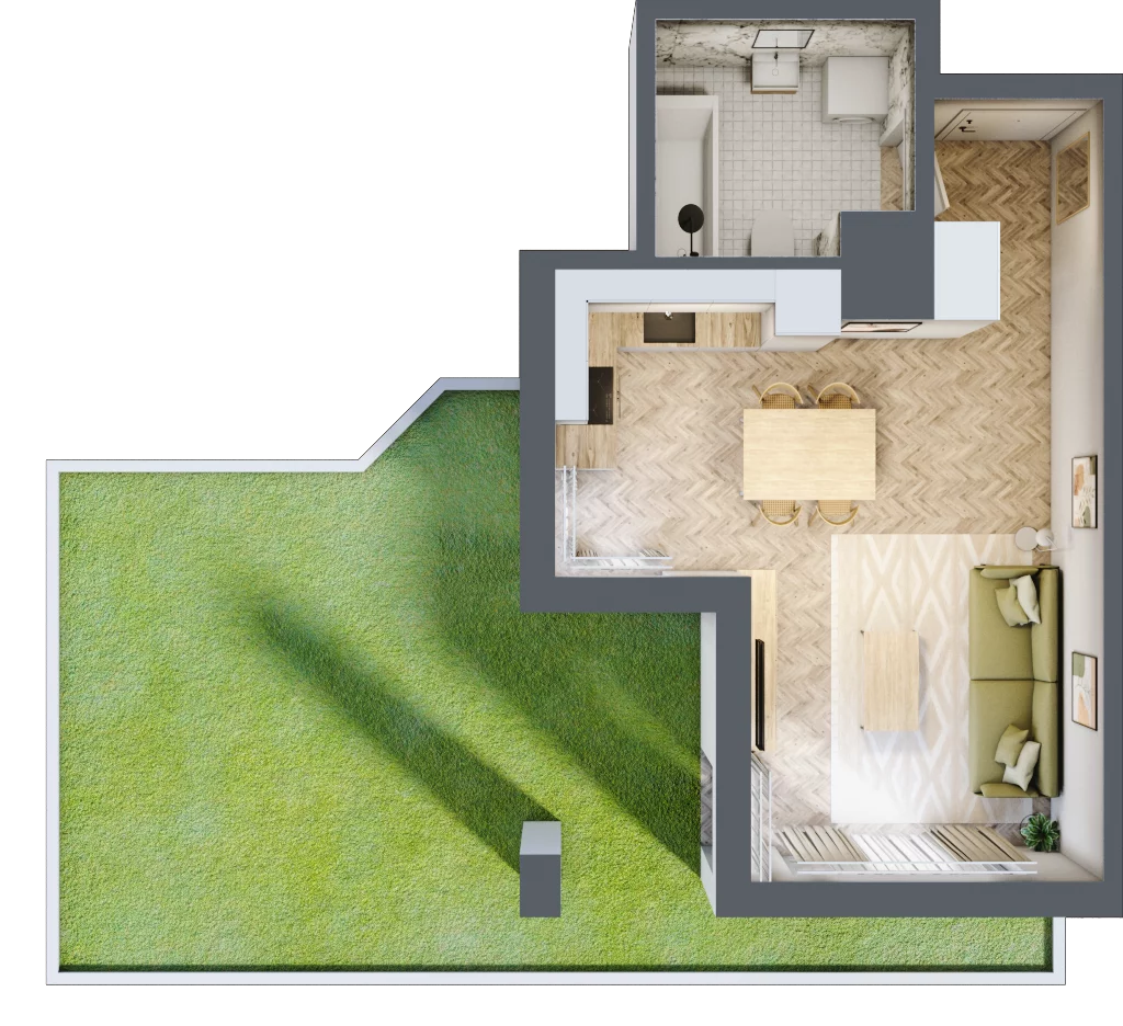 1 pokój, mieszkanie 30,06 m², parter, oferta nr C, Dzielnica Trust etap II, Kielce, Na Stoku, ul. Gen. Władysława Sikorskiego