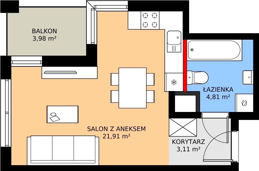 Zalety mieszkania 30.06 m², C - M.14