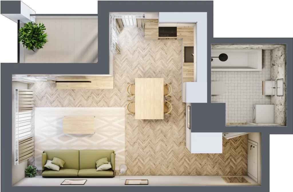 1 pokój, mieszkanie 30,06 m², piętro 1, oferta nr C, Dzielnica Trust etap II, Kielce, Na Stoku, ul. Gen. Władysława Sikorskiego
