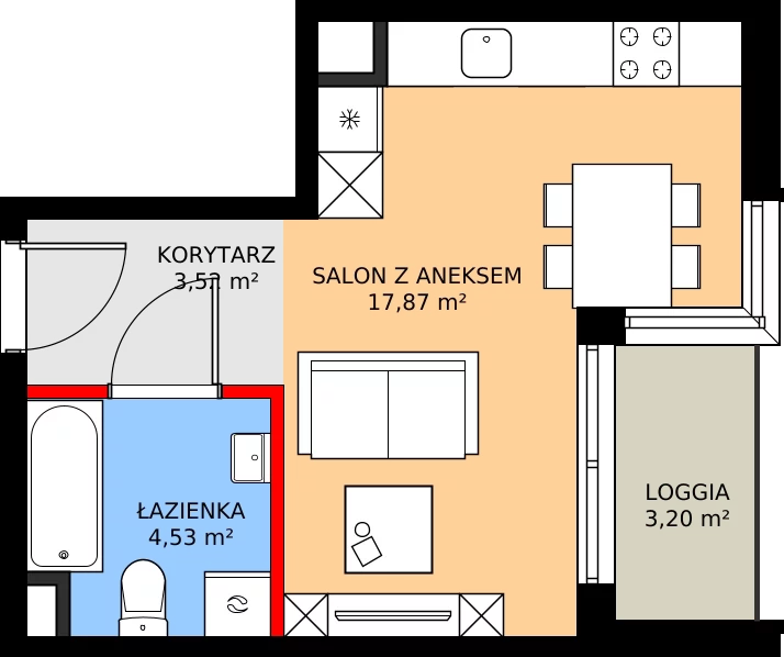 Zalety mieszkania 26.45 m², C - M.18