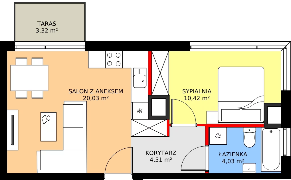 Zalety mieszkania 39.79 m², C - M.38