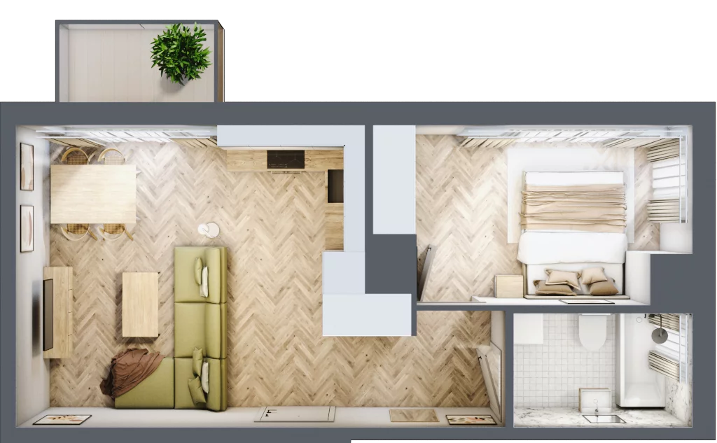 2 pokoje, mieszkanie 39,79 m², piętro 5, oferta nr C, Dzielnica Trust etap II, Kielce, Na Stoku, ul. Gen. Władysława Sikorskiego