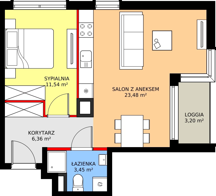 Zalety mieszkania 45.78 m², C - M.9