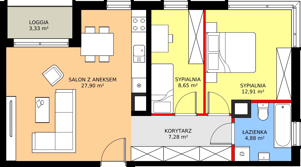 Zalety mieszkania 62.82 m², C - M.32