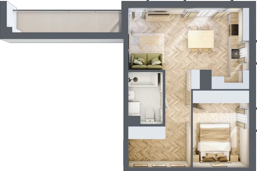2 pokoje, mieszkanie 42,66 m², piętro 4, oferta nr D, Dzielnica Trust etap II, Kielce, Na Stoku, ul. Gen. Władysława Sikorskiego