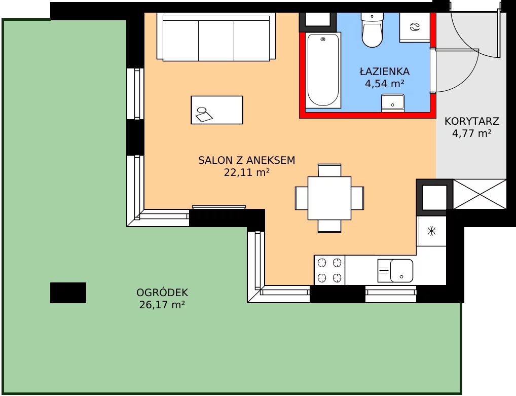 Zalety mieszkania 32.18 m², D - M.3