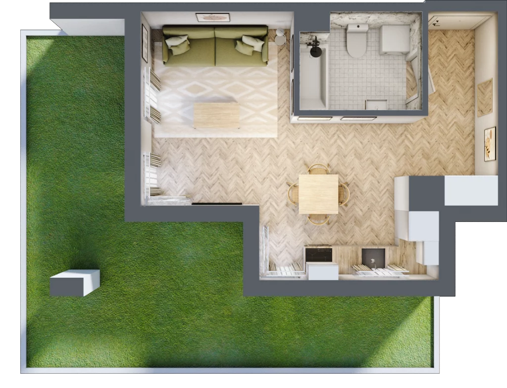 1 pokój, mieszkanie 32,18 m², parter, oferta nr D, Dzielnica Trust etap II, Kielce, Na Stoku, ul. Gen. Władysława Sikorskiego