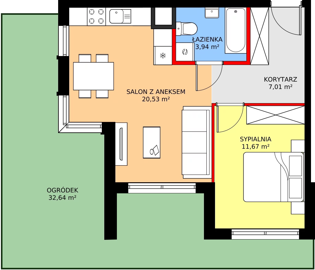 Zalety mieszkania 44.38 m², D - M.4