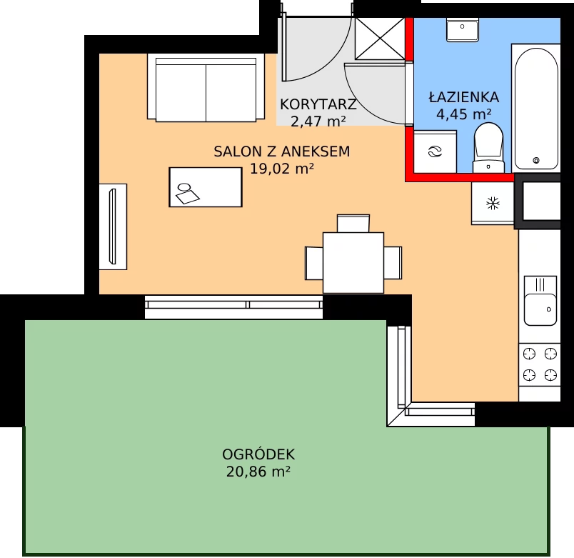 Zalety mieszkania 26.34 m², D - M.2