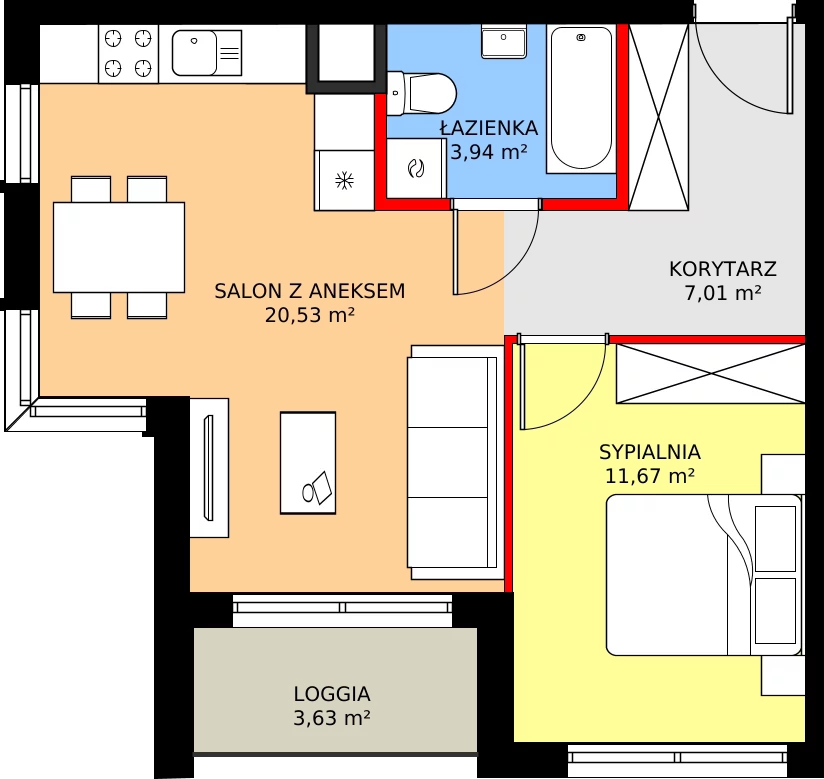Zalety mieszkania 44.38 m², D - M.16