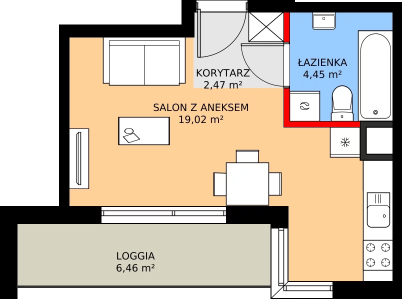 Zalety mieszkania 26.34 m², D - M.10