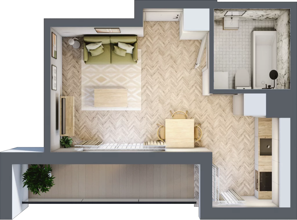1 pokój, mieszkanie 26,34 m², piętro 2, oferta nr D, Dzielnica Trust etap II, Kielce, Na Stoku, ul. Gen. Władysława Sikorskiego