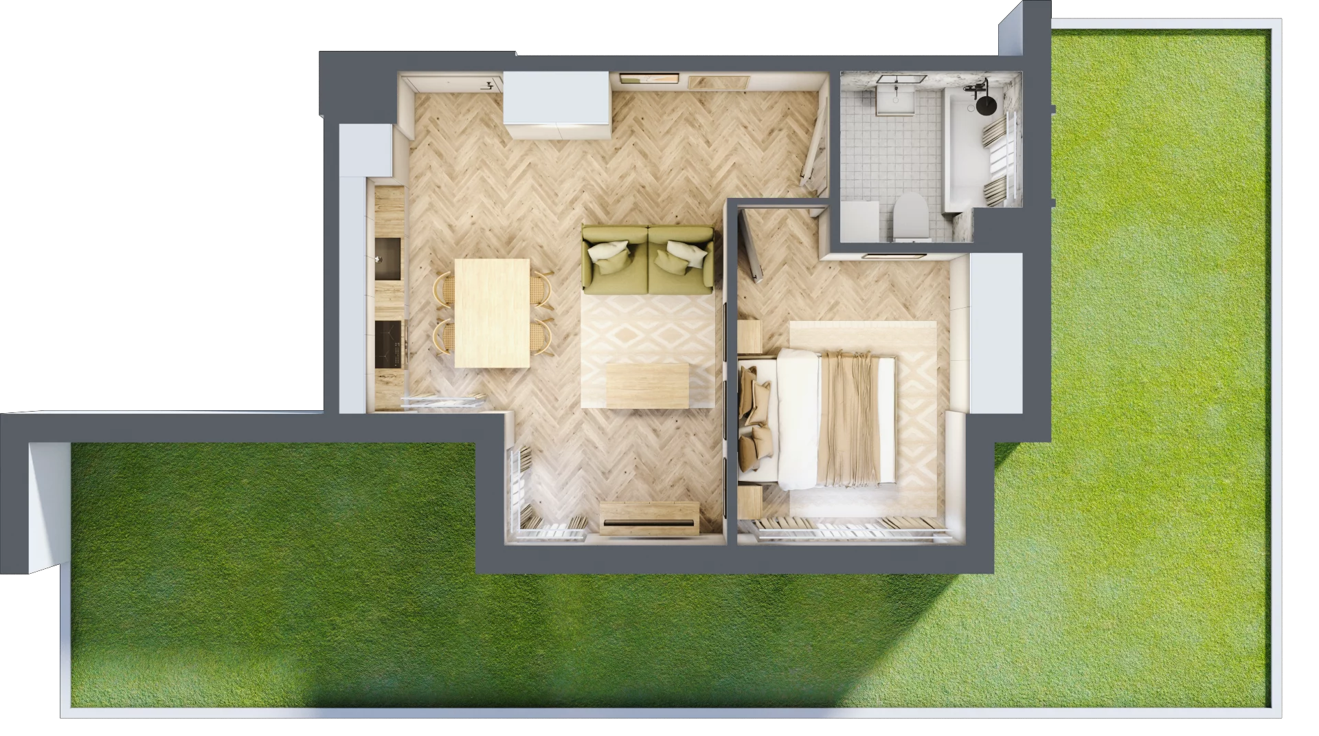 2 pokoje, mieszkanie 37,21 m², parter, oferta nr E, Dzielnica Trust etap II, Kielce, Na Stoku, ul. Gen. Władysława Sikorskiego