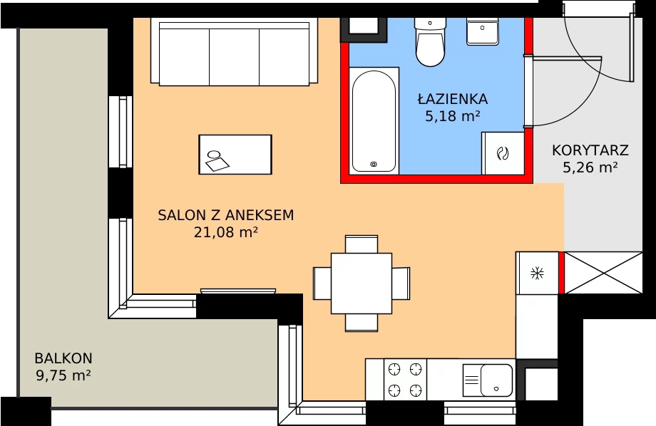 Zalety mieszkania 32.41 m², E - M.5