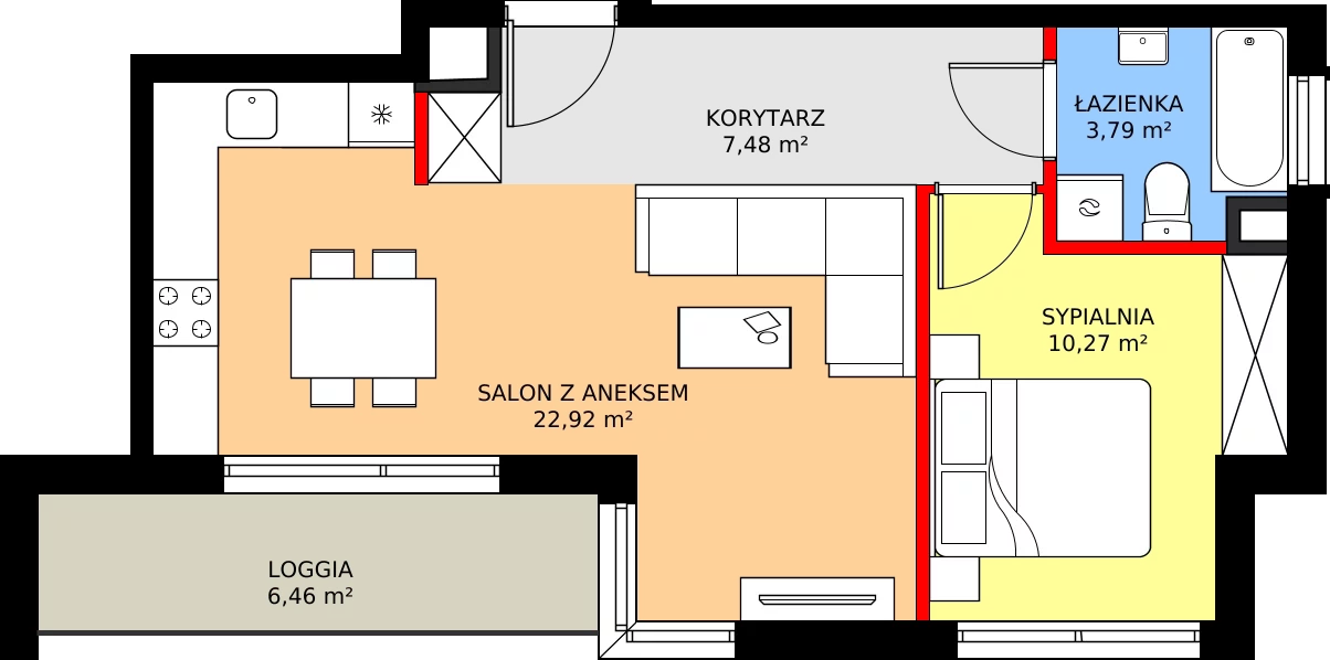 Zalety mieszkania 45.65 m², E - M.4
