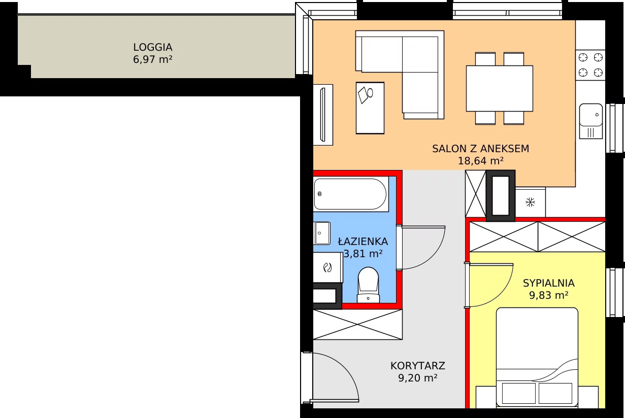 Zalety mieszkania 42.66 m², E - M.15