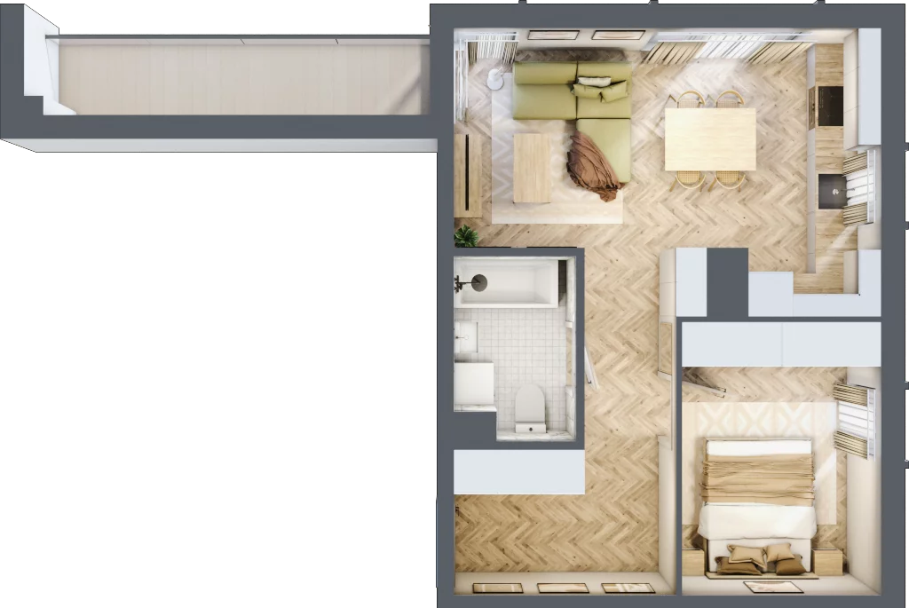 2 pokoje, mieszkanie 42,66 m², piętro 4, oferta nr E, Dzielnica Trust etap II, Kielce, Na Stoku, ul. Gen. Władysława Sikorskiego