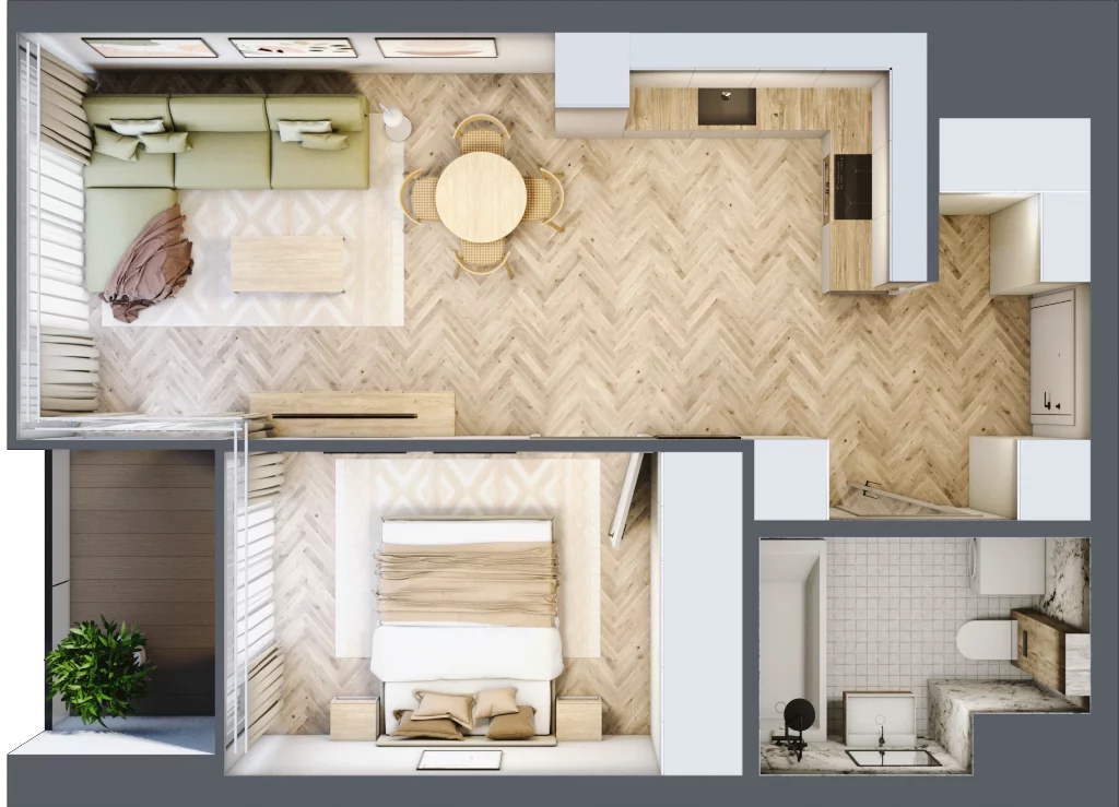 2 pokoje, mieszkanie 44,71 m², piętro 9, oferta nr M.65, O27 Apartamenty Opolska, Katowice, Śródmieście, ul. Opolska 27