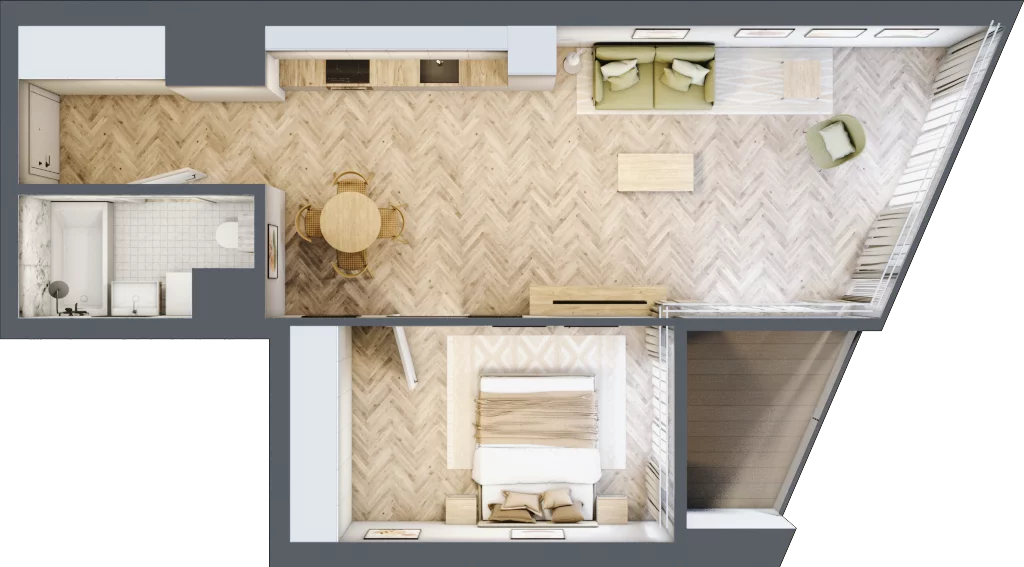 2 pokoje, mieszkanie 51,84 m², piętro 8, oferta nr M.43, O27 Apartamenty Opolska, Katowice, Śródmieście, ul. Opolska 27