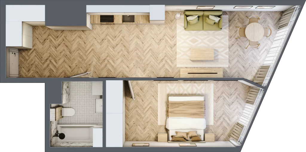 2 pokoje, mieszkanie 51,32 m², piętro 27, oferta nr M.381, O27 Apartamenty Opolska, Katowice, Śródmieście, ul. Opolska 27