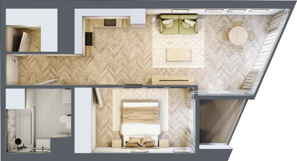 2 pokoje, mieszkanie 50,36 m², piętro 8, oferta nr M.42, O27 Apartamenty Opolska, Katowice, Śródmieście, ul. Opolska 27