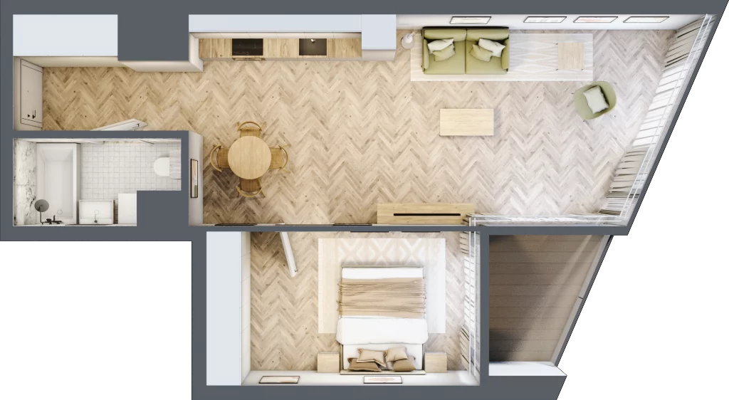 2 pokoje, mieszkanie 52,49 m², piętro 12, oferta nr M.115, O27 Apartamenty Opolska, Katowice, Śródmieście, ul. Opolska 27